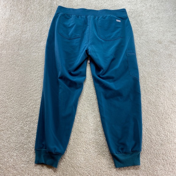 FIGS Zamora Jogger Scrub Pants Womens Large Teal Blue Cargo Pocket Drawstring - Picture 10 of 11